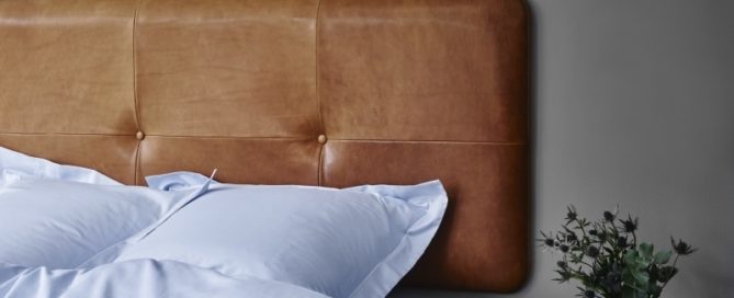 The Raw headboard - Cognac aniline leather